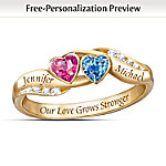 Personalized Birthstone Couples Ring: Love's Journey
