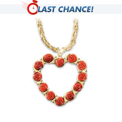 The Dozen Roses Heart Pendant Necklace