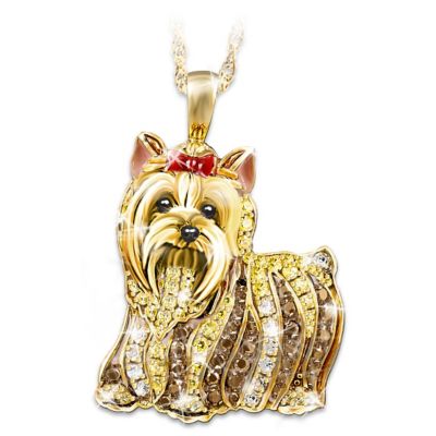 Best In Show Dog Lovers Yorkie Crystal Pendant Necklace