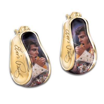 Elvis Presley Reversible Earrings Featuring "Aloha From Hawaii" Portrait