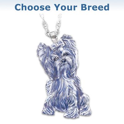 Light Of Devotion Dog Breed Crystal And Diamond Pendant Necklace: Dog Lover Jewelry Gift