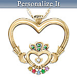 An Irish Mothers Love Personalized Diamond And Birthstone Pendant Necklace