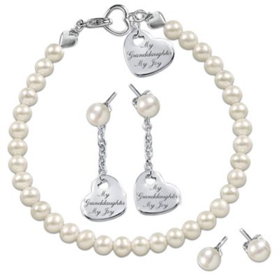 Granddaughter Cultured Pearl Bracelet And Convertible Earrings Set: Grandma's Pearls Of Wisdom