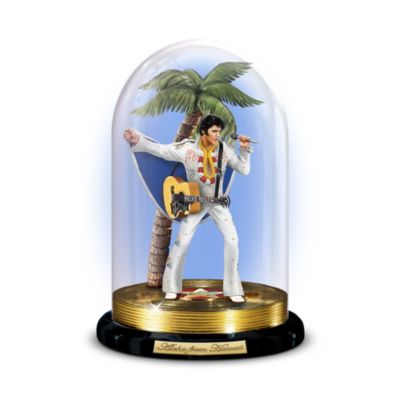 Elvis Presley Collectible Figurine In Glass Dome Display: Aloha From Hawaii