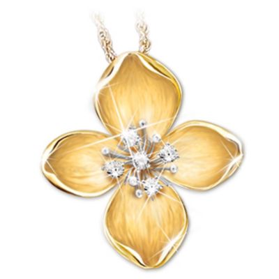 Three Diamond Pendant Necklace - The Legend Of The Dogwood
