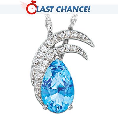 Christian Riese Lassen Blue Topaz And Crystal Pendant Necklace: Moonlit Splendor