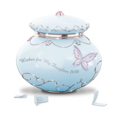2010 Heirloom Porcelain Daughter Music Box With Swarovski Crystals Wishes For My Daughter