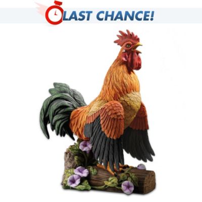 Morning Glory Decorative Rooster Figurine