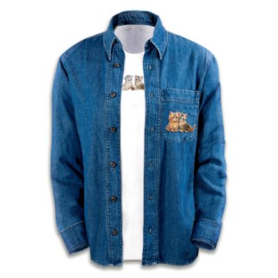 Kitten Comforts Two-Piece Denim Shirt Set
