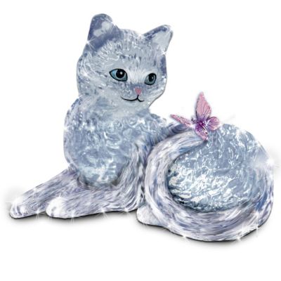 Smitten Crystal Kitten And Butterfly Figurine