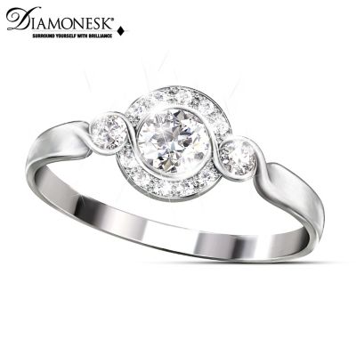Diamonesk Women's Solid Sterling Silver Ring: Love Comes Full Circle
