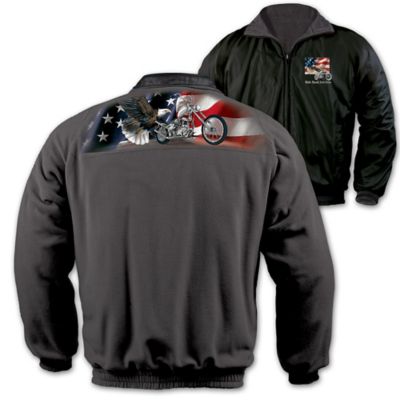 Reversible Motorcycle Fleece Jacket: Ride Hard, Live Free