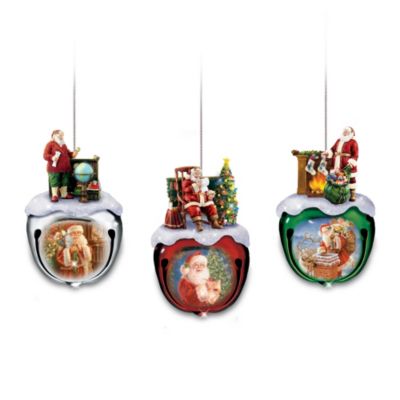 Dona Gelsinger's Santa Sleigh Bells Ornaments Set One - Set Of Three