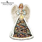 Thomas Kinkade Christmas Story Angel With Nativity Village Figurine