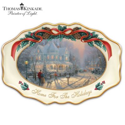 Thomas Kinkade Heirloom Porcelain Christmas Serving Platter: Home For The Holidays