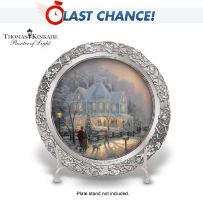 Thomas Kinkade Heirloom Porcelain And Genuine Pewter Holiday Plate: A Holiday Gathering