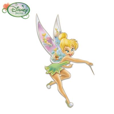 If you believe in fairies, then you surely believe in the power of positive thoughts! After all, that's what Disney's beloved Tinker Bell is all about. Now you can celebrate this pixie's contagious positive energy with this dazzling Disney Tinker Bell porcelain wall decor, a first-ever available from The Bradford Exchange. Exquisitely hand-sculpted in fine porcelain and meticulously hand-painted for lasting beauty, this sparkling Tinker Bell collectible wall plaque showcases the darling sprite in a winsome pose ready to sprinkle her pixie dust on anyone who believes in magic. Her shimmery wings feature vibrant artwork of the cheerful fairy from Disney artists in an array of delightful poses, while hand-applied glitter, simulated jewels and 22K gold rim add more delight. Strong demand is expected for this limited-edition Disney treasure. Order now!A fine collectible, not intended for children.