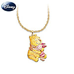 Disney Winnie The Pooh And Piglet Crystal Pave Pendant Necklace