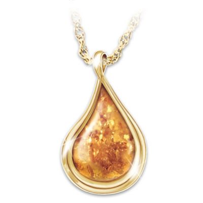 Wellness Promoting Amber Stone Pendant Necklace: Nature's Golden Treasure Amber Pendant Necklace