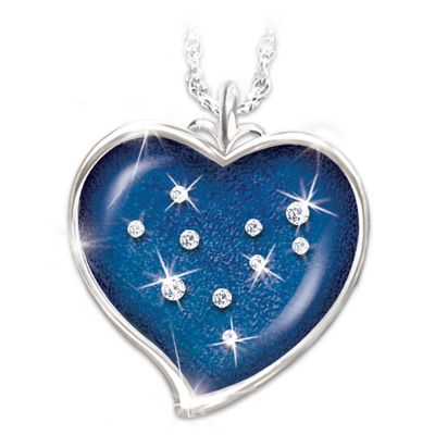 Solid Sterling Silver And Swarovski Crystal Pendant Necklace: Stars Of Heaven