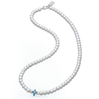 The Trinity" Sapphire And Diamond Cultured Freshwater Pearl Necklace