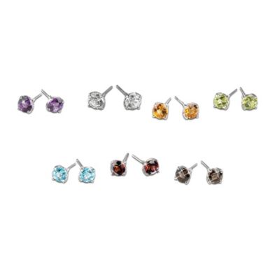 A Week Of Genuine Gemstones Stud Earrings: Set Of Seven Pairs