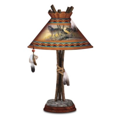 Native American Inspired Tabletop Lamp: Tribal Spirits