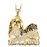Best In Show Dog Lovers Shih Tzu Crystal Pendant Necklace