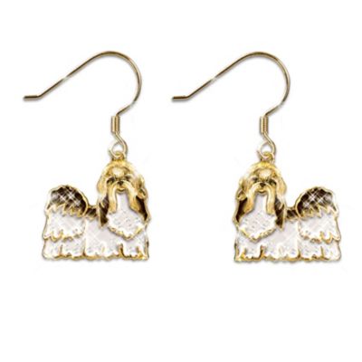 Shih Tzu Earrings with Swarovski Crystals