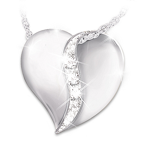 Heart Shaped Engraved Diamond Daughter Pendant Necklace My Precious 