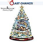 Thomas Kinkade Silent Night Nativity Tabletop Christmas Tree With Swirling Snow