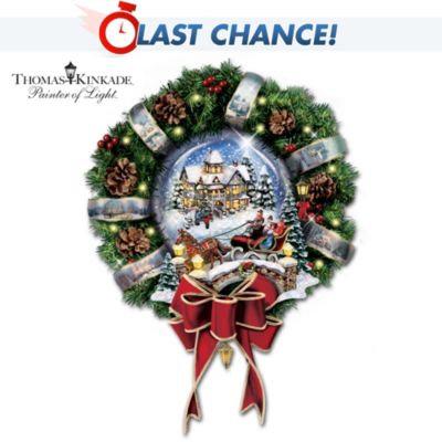 Thomas Kinkade Let It Snow Pre-Lit And Pre-Decorated Holiday Wreath