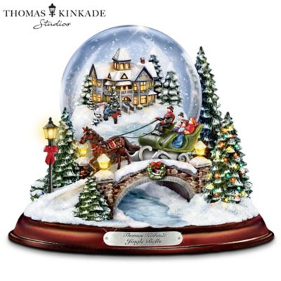 Thomas Kinkade Jingle Bells Illuminated Musical Christmas Snowglobe