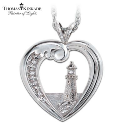 Thomas Kinkade Beacon Of Hope Lighthouse Pendant Necklace