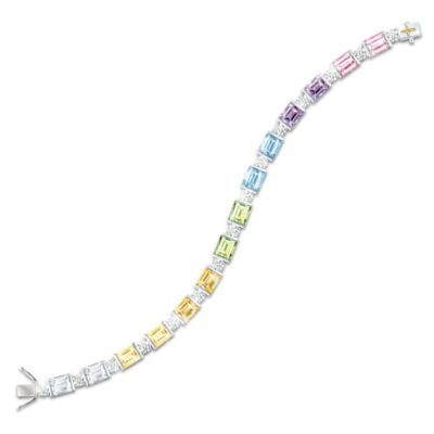 Emerald-Cut Colorful Crystal Bracelet: Facets of Faith