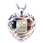 U.S. Army Crystal Heart Pendant Necklace