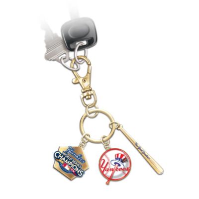 The original Yankee Stadium is empty now, but the great legacy lives on! The New York Yankees&reg; are the 2009 World Series&reg; Champions, taking their 27th title in a historic championship power run that began in 1923. Now you can carry a memento of this unforgettable victory with an officially licensed MLB&reg; New York Yankees World Series Champions Collector Key Chain. It's a Bradford Exchange special design that celebrates this 27th Yankees championship in real fan style!This unique New York Yankees&reg; key chain marks the unforgettable 2009 victory with three different charms that capture the Yankees' big win with the look of fine jewelry. All 3 charms are richly plated in 24K gold with bright enamel accents in team colors. There's a stylized home-plate charm with the World Series emblem, a Yankees team logo charm, and a baseball bat engraved with Yankees script that really lights up! It's a unique find among  Yankees collectibles, and a World Series commemorative treasure for yourself or any fan you know. Out-of-the-park demand is expected for this one, so don't miss out. Order now!