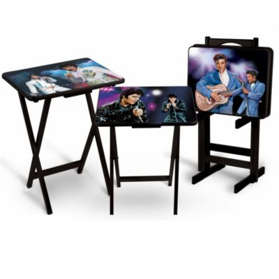The Elvis Presley 75th Anniversary Wooden Tray Table Set