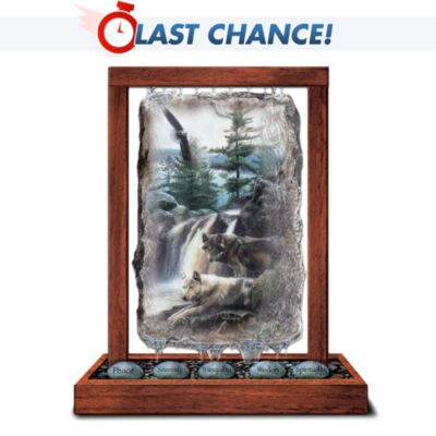 Peaceful Waters Wolf Art By Kevin Daniel Tabletop Fountain