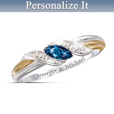 Sapphire And Diamond Embrace Personalized Womens Ring