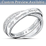 Name-Engraved Sterling Silver Diamond Infinity Ring: Today, Tomorrow, And Always