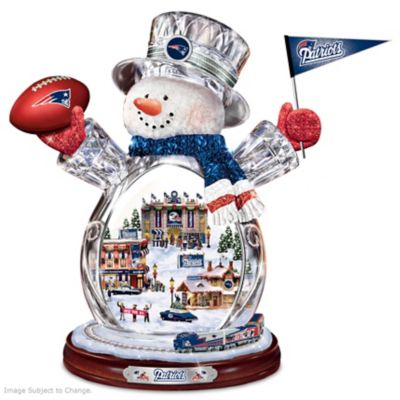 NFL New England Patriots Crystal Snowman Figurine