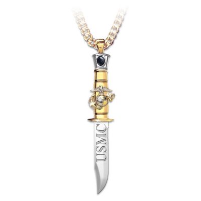 USMC Semper Fi Knife Pendant Necklace