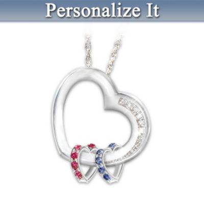 Heart-Shaped Personalized Birthstone And Diamond Pendant Necklace: Forever In My Heart