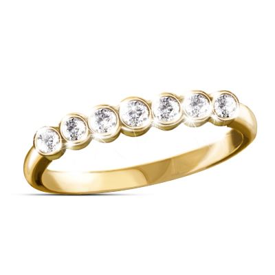 Solid 10k Gold Diamond Women's Ring: Golden Circle Of Love