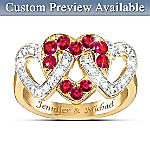 Love's Embrace Diamond & Ruby Personalized Ring