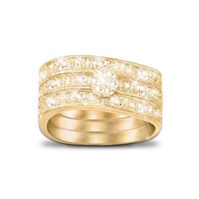 Three Band Ring With Champagne-Colored Diamonds: Champagne Celebration