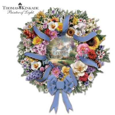 Thomas Kinkade Welcome Wreath Featuring Each State's Official Flower