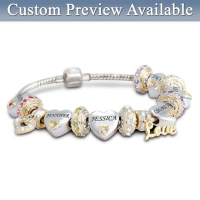 Child Name-Engraved Personalized Birthstone Bracelet For Mom: Forever In A Mother's Heart