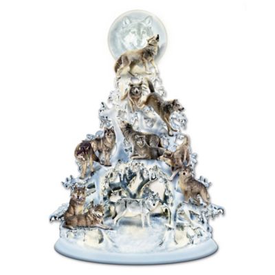 The Legend Of The White Wolf Sculpted And Illuminated Tabletop Tree